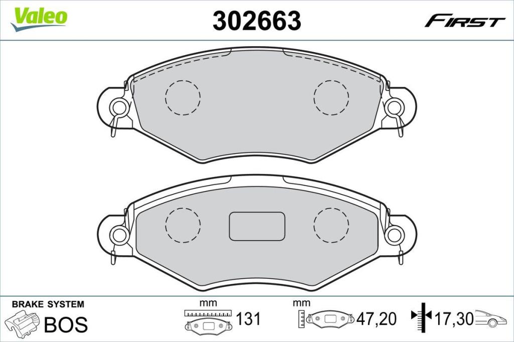 Jogo de 4 pastilhas de travão VALEO ref. 302663
